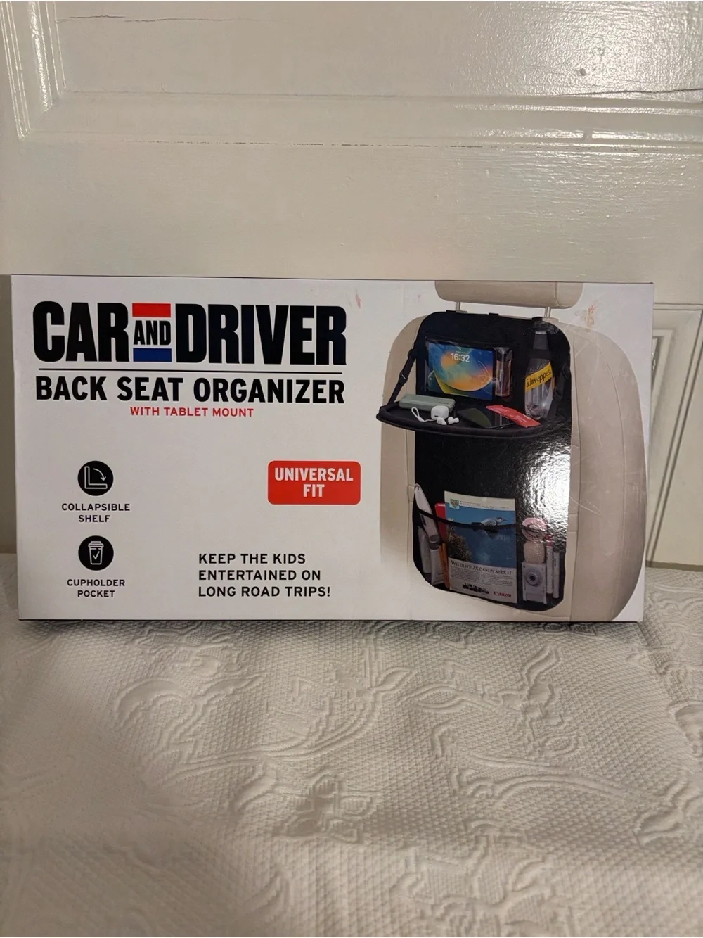Car and Driver Black Back Seat Organizer with Tablet Mount